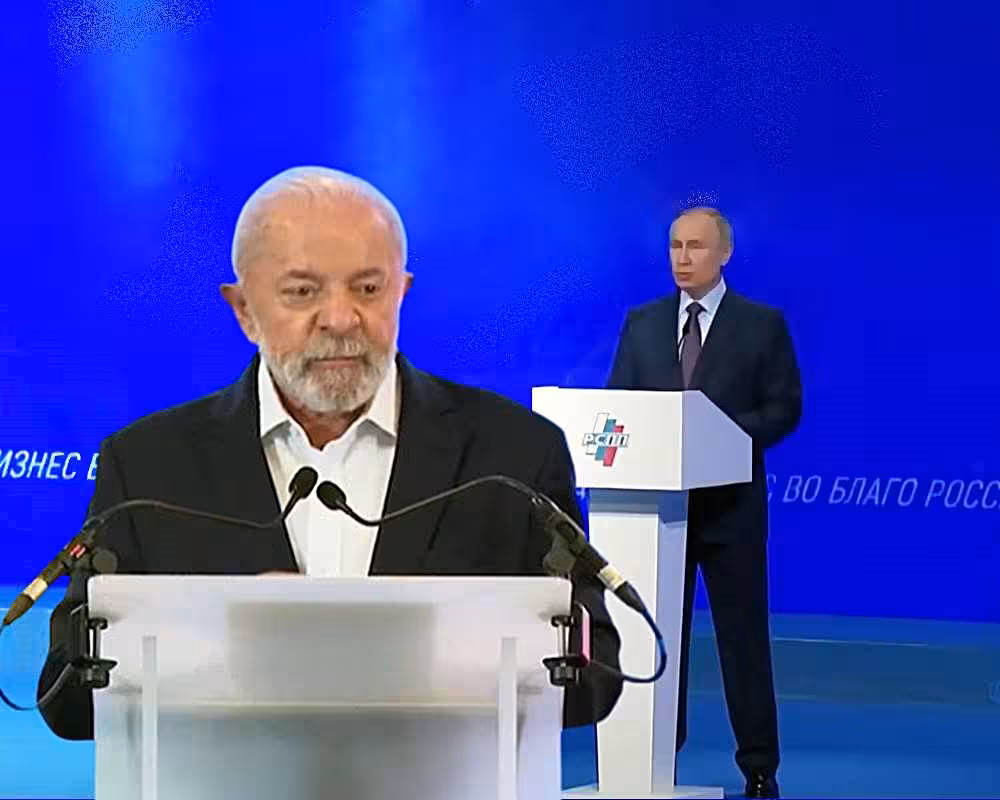 LULA e PUTIN | Sobreposição de imagens reprodução