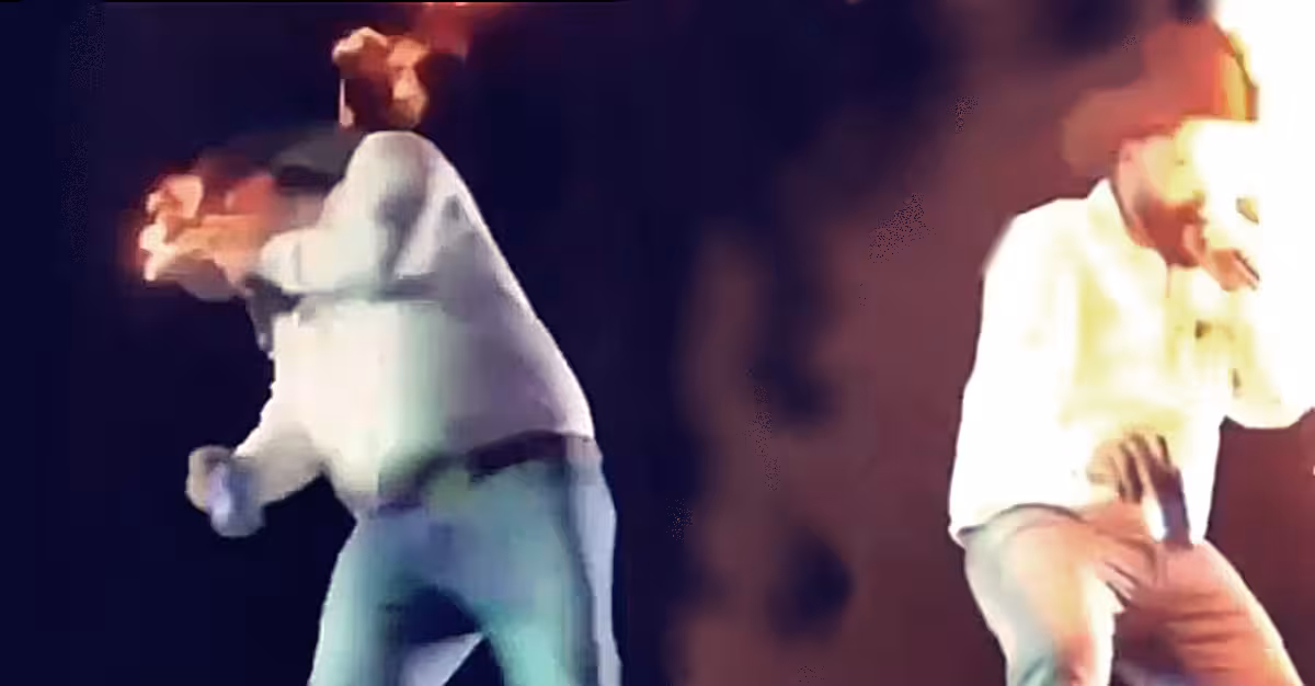 Momento em que Léo é atingido por chamas - imagem reprodução