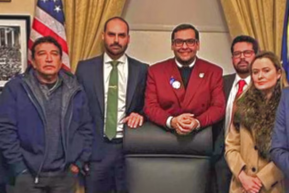 Magno Malta, Eduardo Bolsonaro, George Santos, Paulo Figueiredo e Julia Zanatta - Foto Instagram