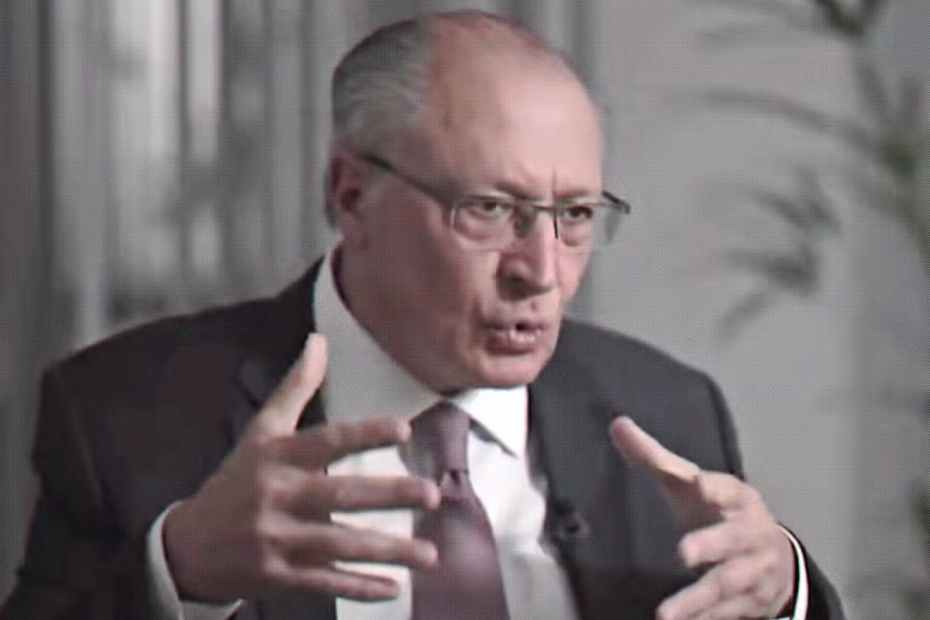 O vice-presidente da República Federativa do Brasil, Geraldo Alckmin, em entrevista ao Jornal Nacional |11.7.202!5 Imagem reprodução/Rede Globo