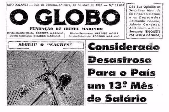 Jornal O Globo em 1962