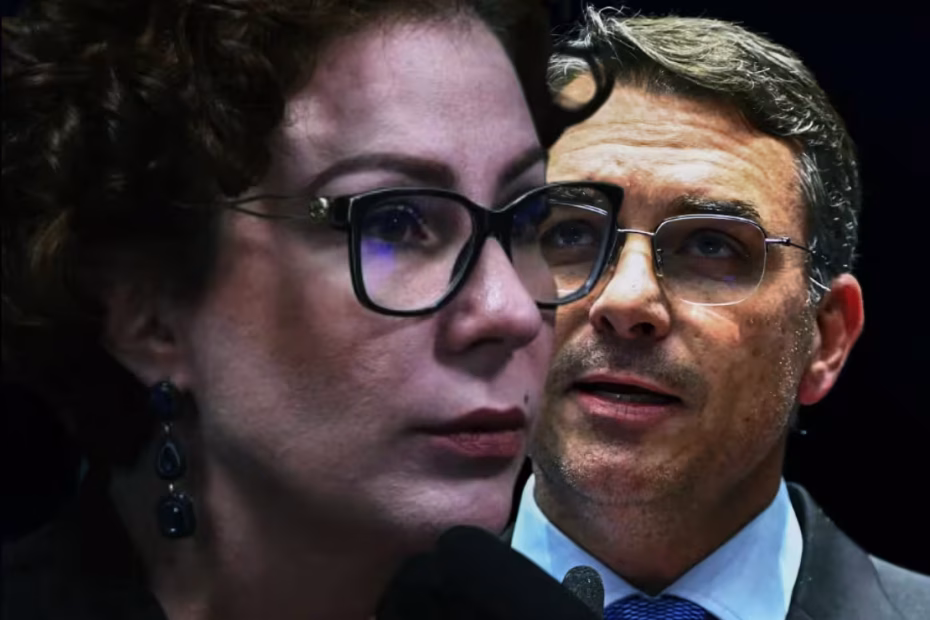 Carla Zambelli / Imagem reprodução/Agência Senado | Flávio Bolsonaro / Foto: Andressa Anholete/Agência Senado