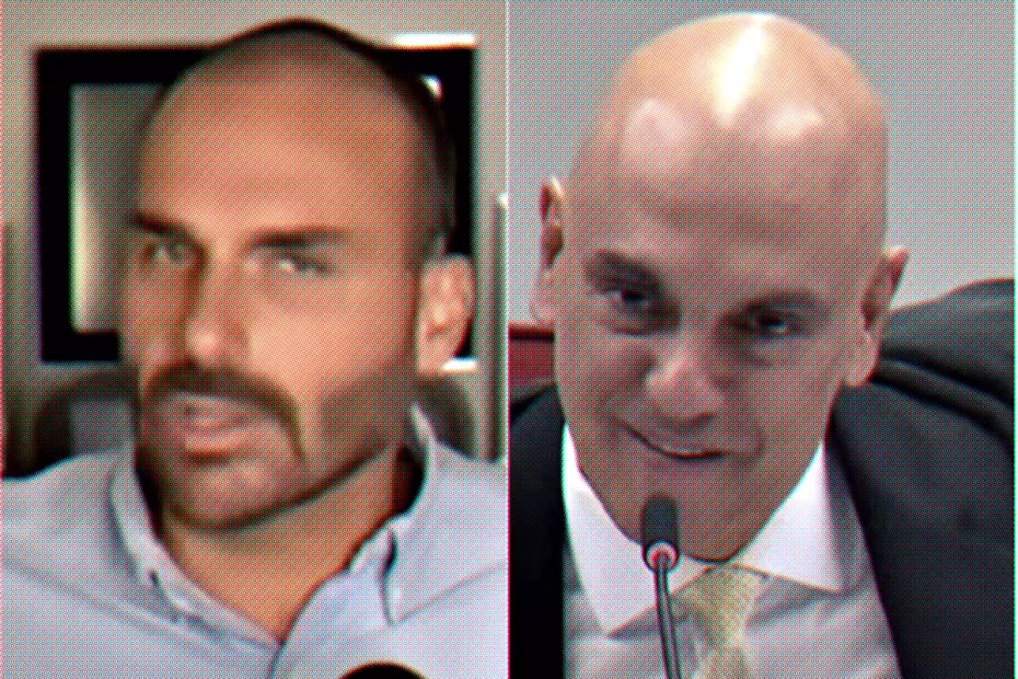 Eduardo Bolsonaro e Alexandre de Moraes | Imagens reprodução