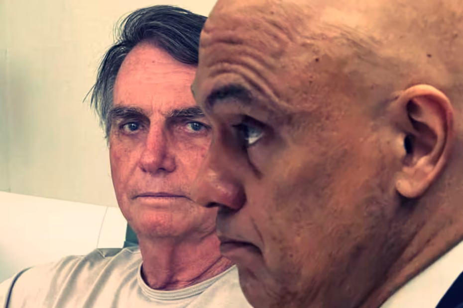 O ex-presidente Jair Bolsonaro no hospital durante recuperação de cirurgia / Imagem reprodução/Inatagram | O ministro do STF, Alexandre de Moraes / Foto: Marcelo Camargo/Agência Brasil | Sobreposição de imagens