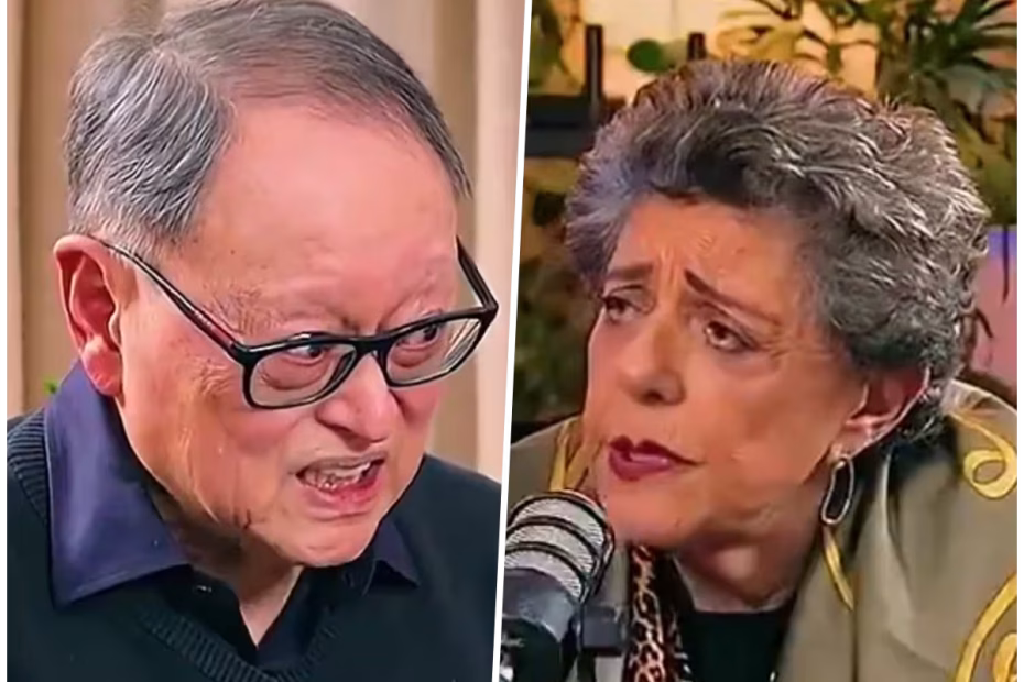 A jornalista bolsonarista Leda Nagle entrevista o empresário e geopolítico sino-brasileiro Lawrence Pih | Montagem de imagens reprodução/X