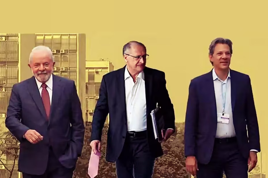 Montagem: Presidente Luiz Inácio Lula da Silva, vice-presidente Geraldo Alckmin e ministro da Fazenda Fernando Haddad / Imagens reprodução redes sociais
