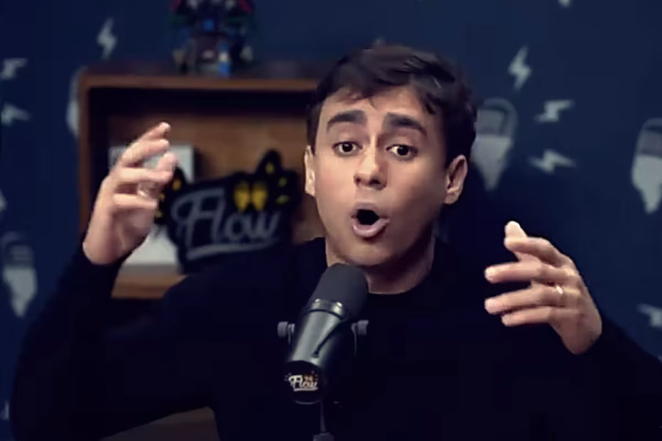 O deputado federal Nikolas Ferreira durante participação no programa Flow Podcast | Imagem reprodução