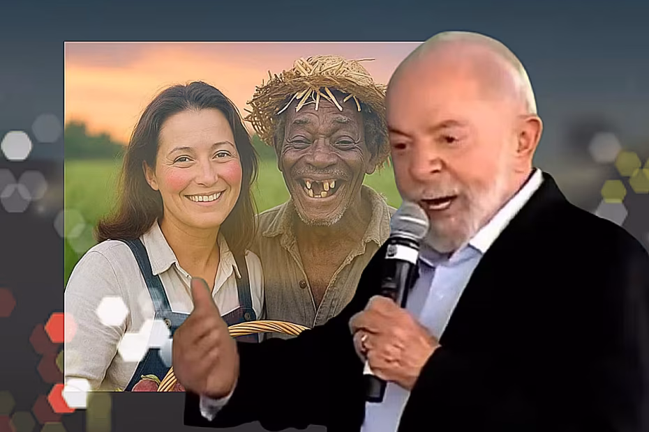 O Presidente Lula, em Sorocaba (SP), comenta uma propaganda do governo mostrando um homem sem os dentes |21.8.2025| Sobreposição e imagens reprodução