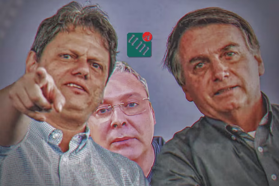 O deputado federal líder do PT na Câmara, Lindbergh Farias / Imagem reprodução | O governador de São Paulo, Tarcísio de Freitas (Republicanos), ao lado do ex-presidente Jair Bolsonaro (PL) / foto: Alan Santos