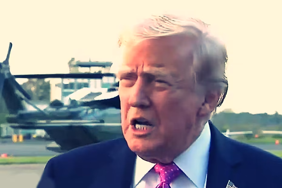 O presidente dos EUA, DONALD TRUMP, durante declarações à jornalistas em Morristown, Nova Jersey |14.9.2025| Imagem reprodução/X