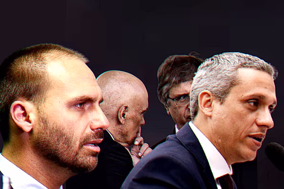 Montagem: Eduardo Bolsonaro, Alexandre de Moraes, Paulo Gonet e Gustavo Gayer / Imagens reprodução