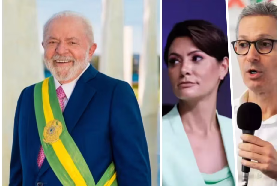 Montagem: Lula, Michelle Bolsonaro e Romeu Zema