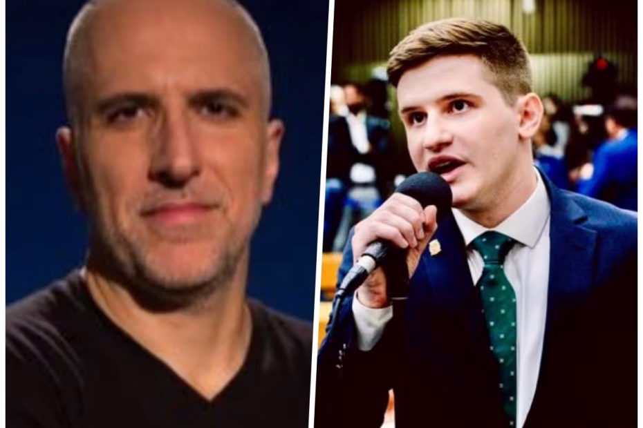 O humorista e roteirista Antonio Tabet e o vereador Lucas Pavanato | Imagens reprodução/X