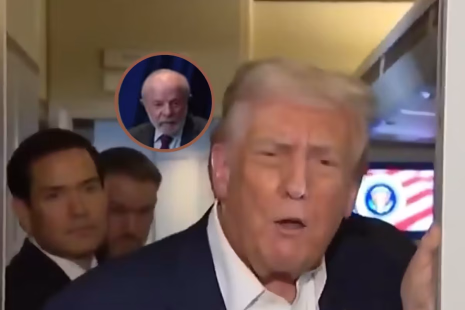 Donald Trump se lembra do aniversário de Lula ao embarcar de volta da Malásia para os EUA - Imagens reprodução