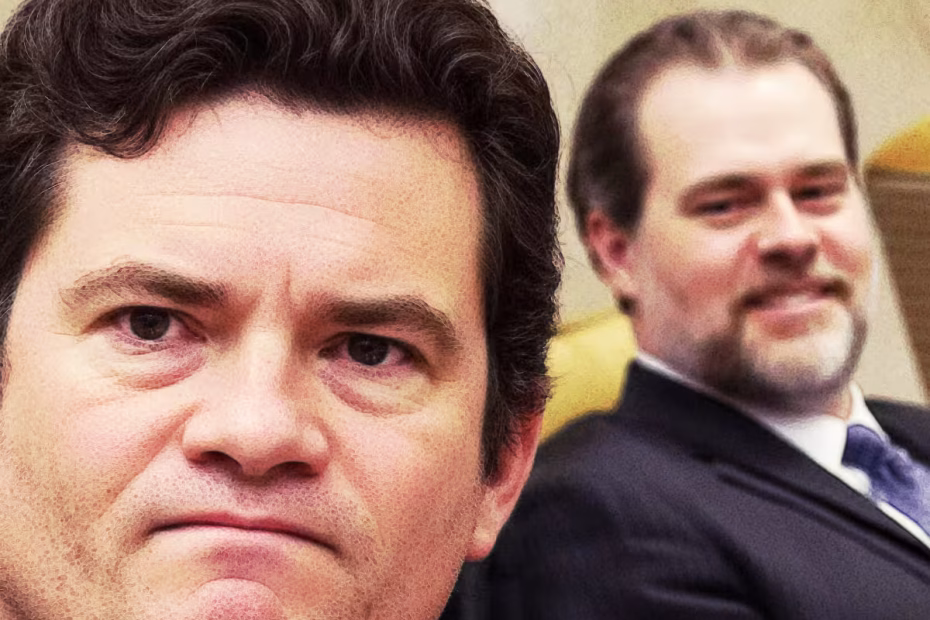 O senador Sergio Moro e o ministro do STF, Dias Toffoli - Imagem gerada por IA