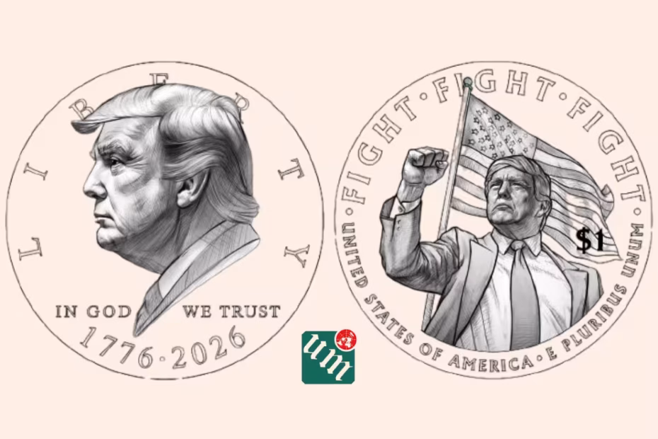 Rascunhos mostram efígies do presidente dos EUA, Donald Trump, que serão utilizadas em moeda de UR$ 1, para comemorar os 250 anos da Independência dos país, em 2026 / Imagem reprodução @SteveGuest/