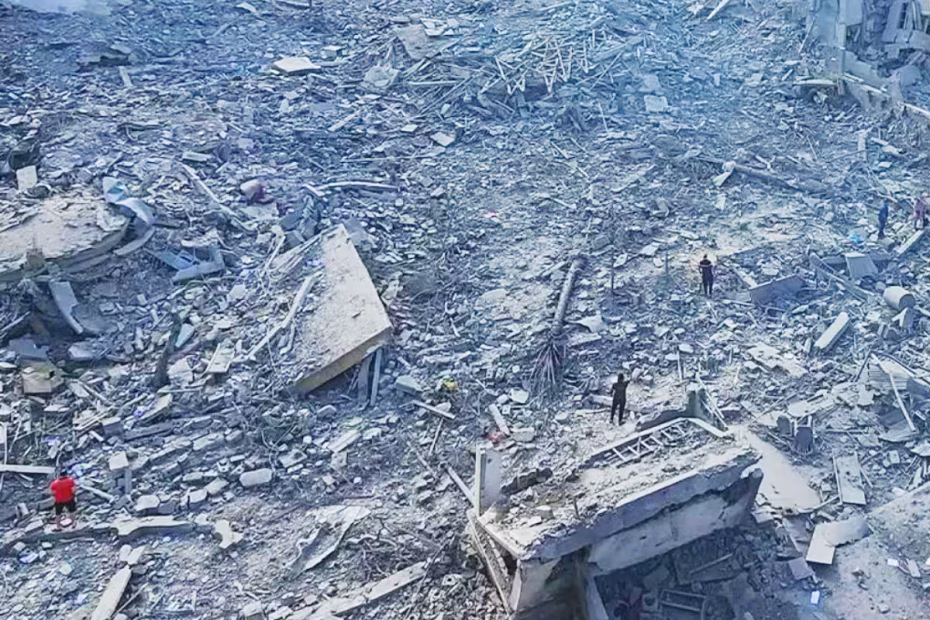 Faixa de Gaza destruída por bombardeios de Israel / Imagem reprodução/redes sociais